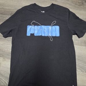 New*Puma Men's Black Tee with Vibrant Blue Graphic